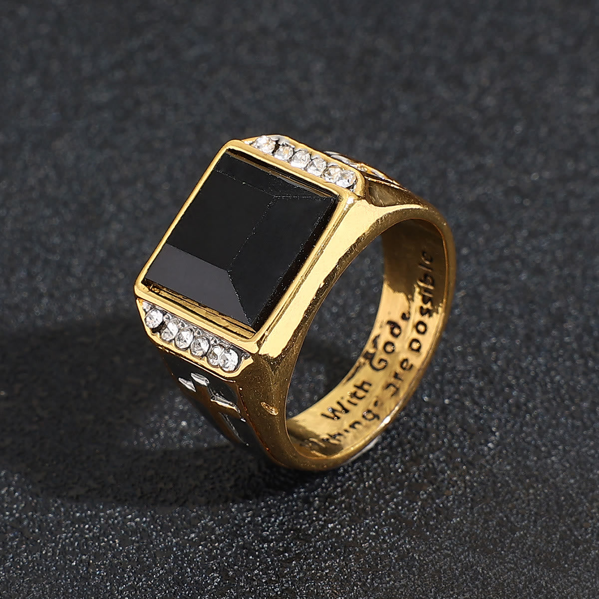 Faith Two Tone Plated Cross Ring - With God All Things Are Possible