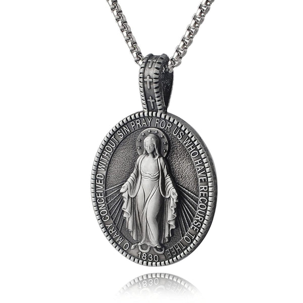 Miraculous Virgin Mary Medallion Pendant Necklace
