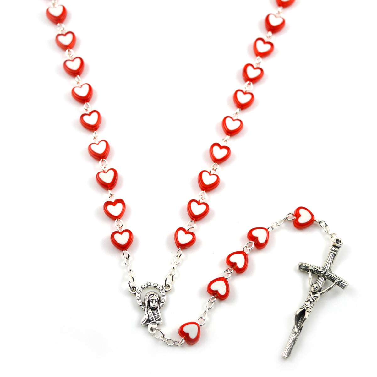 Colorful Jesus Cross Heart-shaped Rosary