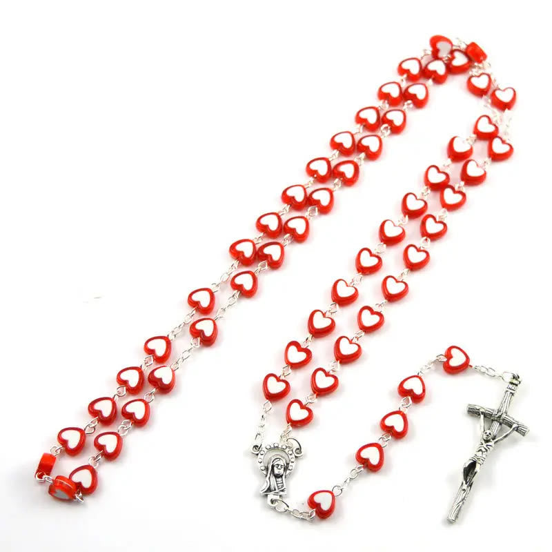 Colorful Jesus Cross Heart-shaped Rosary