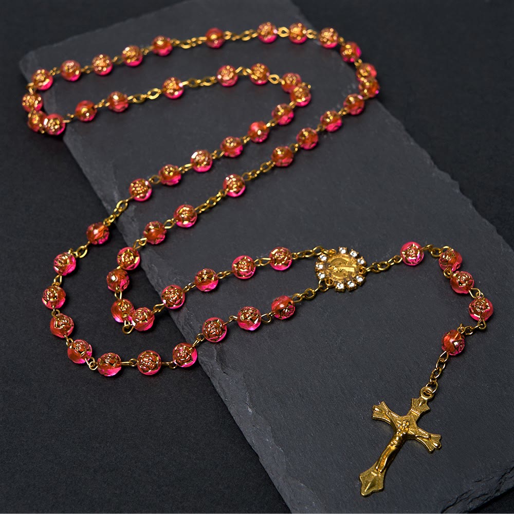St. Benedict Medal & Crucifix of 8 mm Round Multicolor Acrylic Alloy Chain Rosary