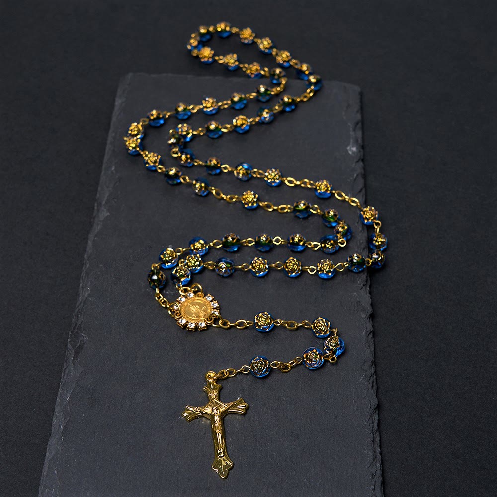 St. Benedict Medal & Crucifix of 8 mm Round Multicolor Acrylic Alloy Chain Rosary