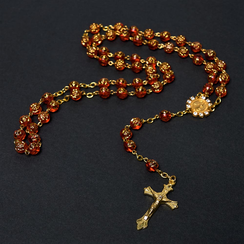 St. Benedict Medal & Crucifix of 8 mm Round Multicolor Acrylic Alloy Chain Rosary