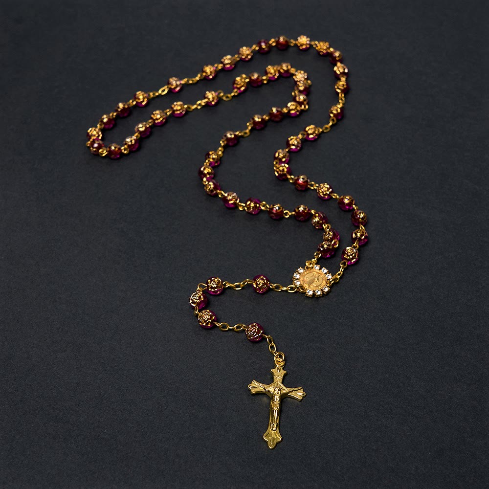 St. Benedict Medal & Crucifix of 8 mm Round Multicolor Acrylic Alloy Chain Rosary