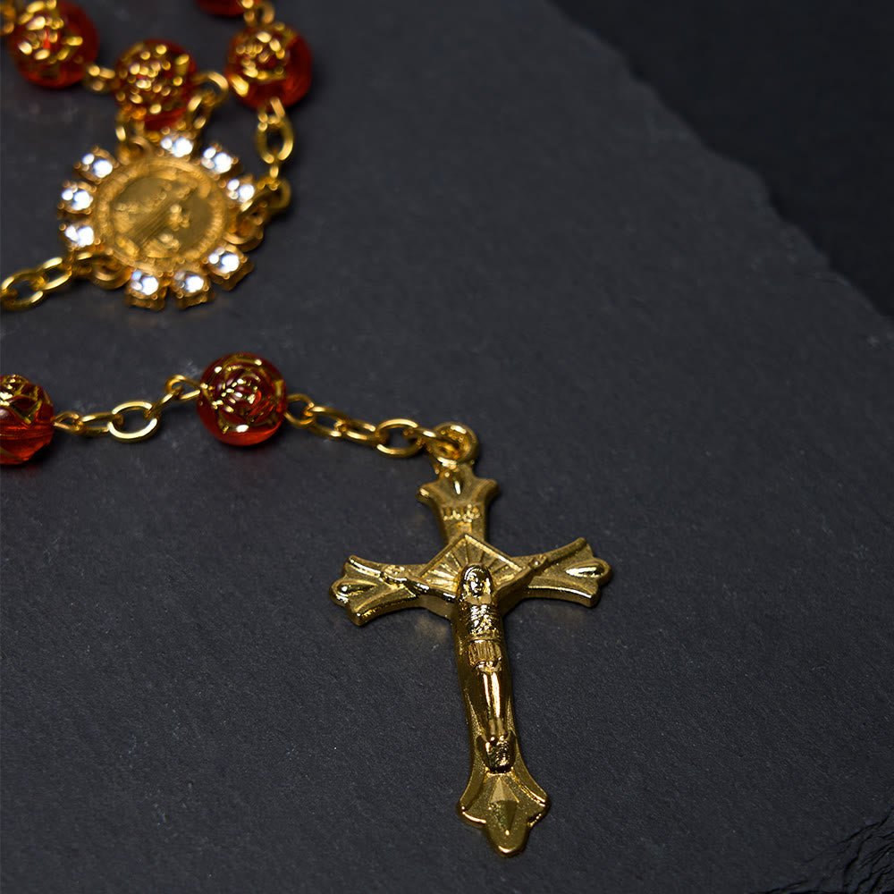 St. Benedict Medal & Crucifix of 8 mm Round Multicolor Acrylic Alloy Chain Rosary