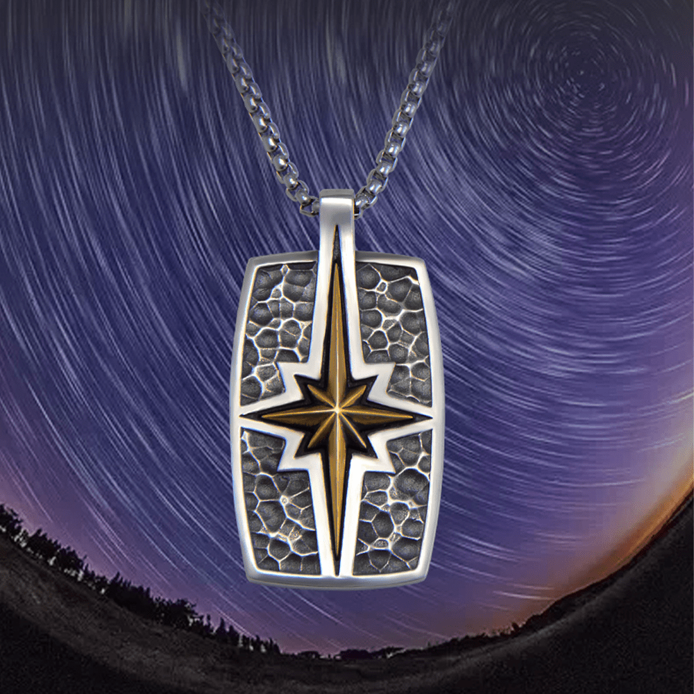 925 Sterling Silver Retro Style Star of Bethlehem Pendant Necklace