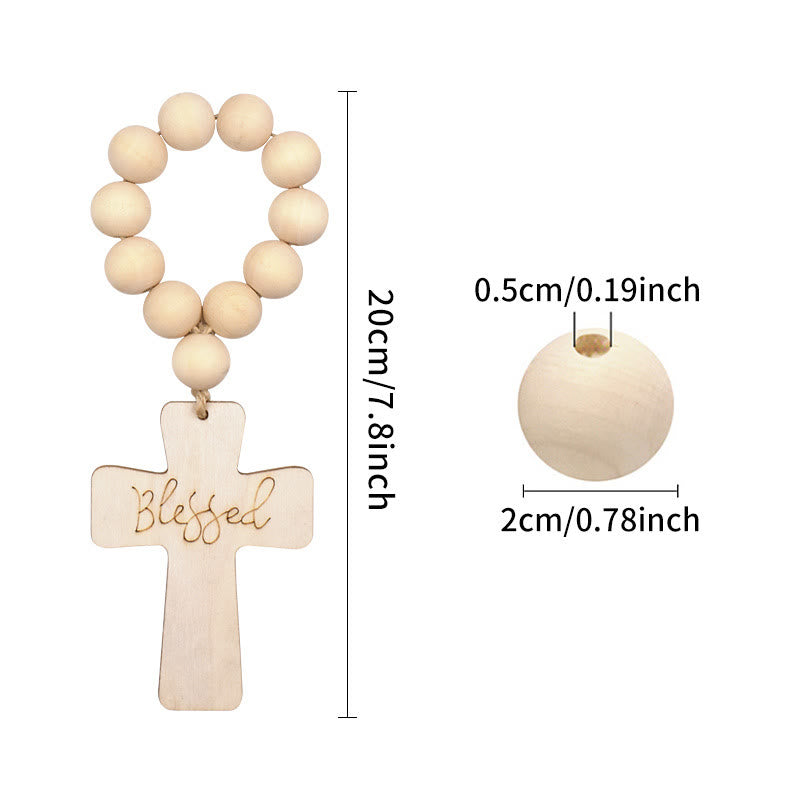 Multi-purpose Wooden Finger Pocket Rosary for Baptism Pray Festival Decor