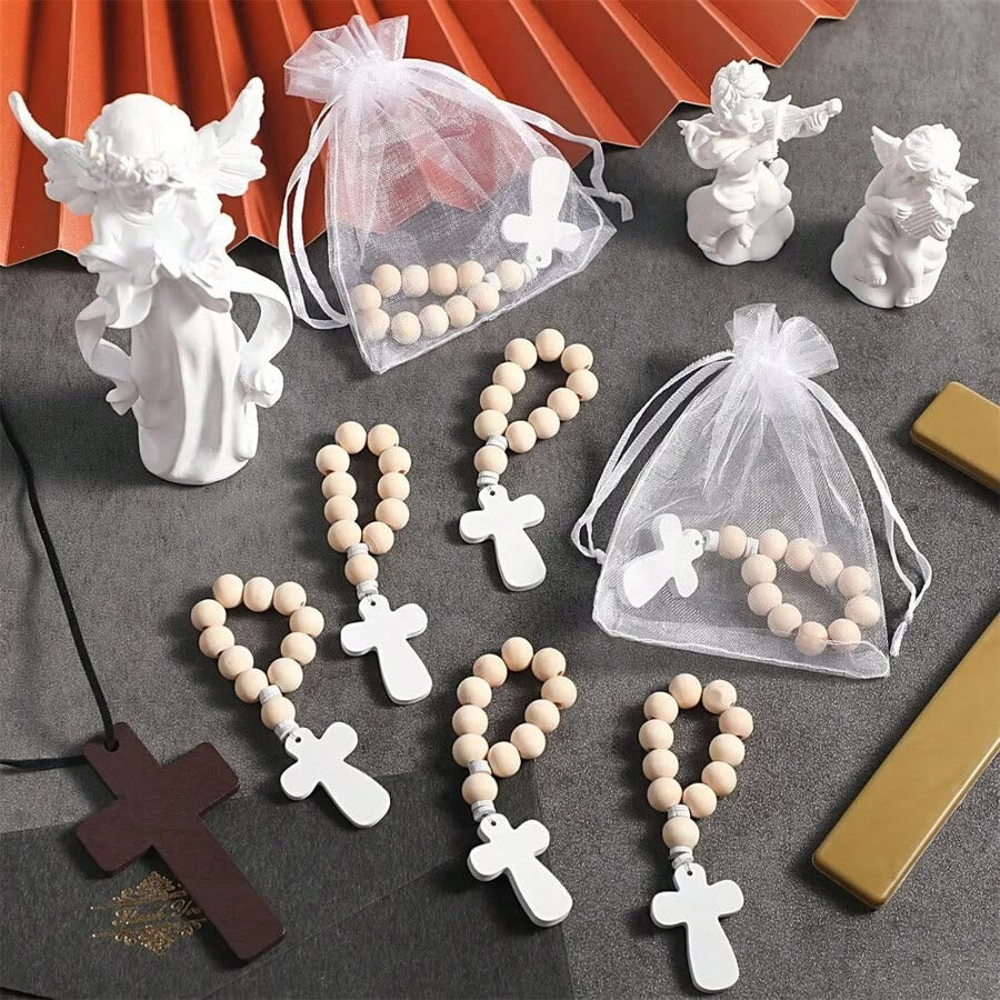 Multi-purpose Wooden Finger Pocket Rosary for Baptism Pray Festival Decor