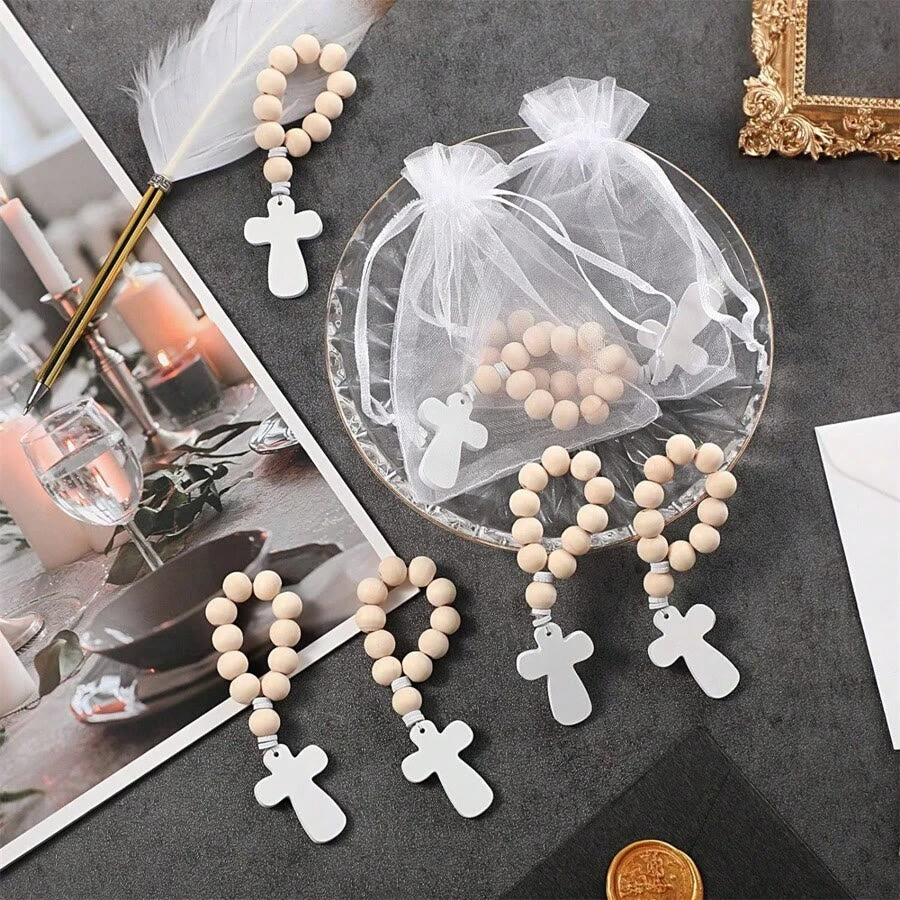 Multi-purpose Wooden Finger Pocket Rosary for Baptism Pray Festival Decor