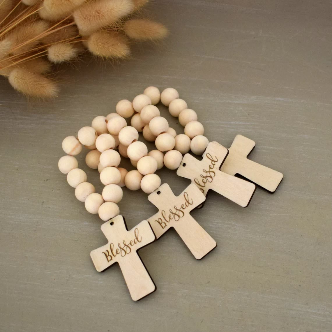 Multi-purpose Wooden Finger Pocket Rosary for Baptism Pray Festival Decor