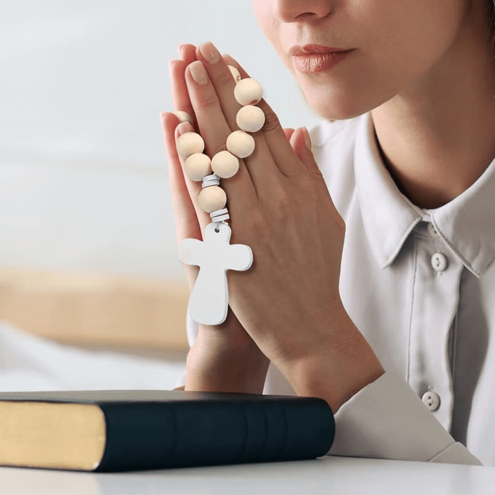 Multi-purpose Wooden Finger Pocket Rosary for Baptism Pray Festival Decor