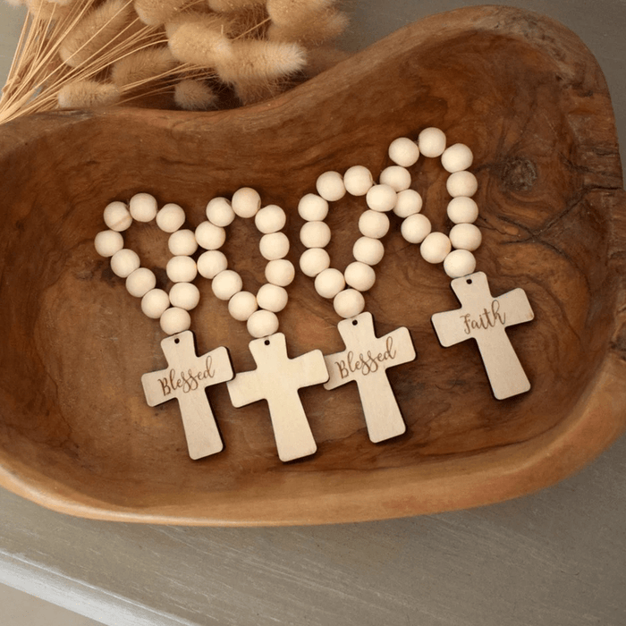 Multi-purpose Wooden Finger Pocket Rosary for Baptism Pray Festival Decor