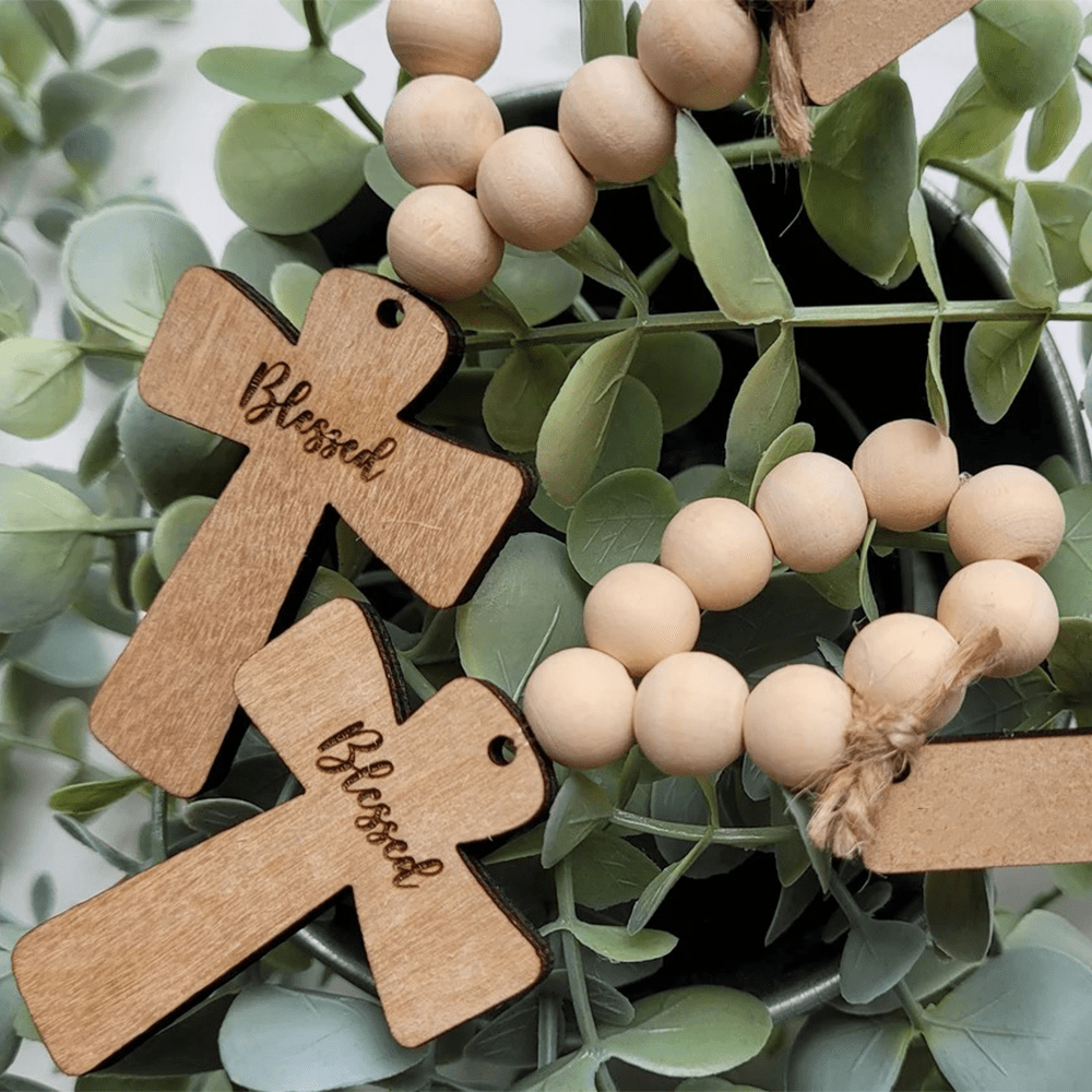 Multi-purpose Wooden Finger Pocket Rosary for Baptism Pray Festival Decor