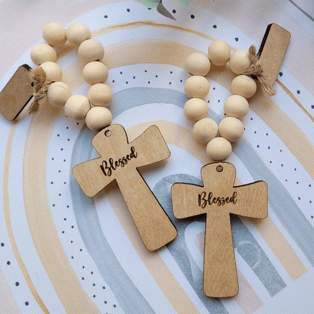 Multi-purpose Wooden Finger Pocket Rosary for Baptism Pray Festival Decor