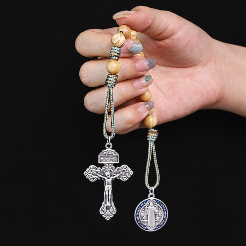 Olive Wood Saint Benedict Medal Decade Rosary