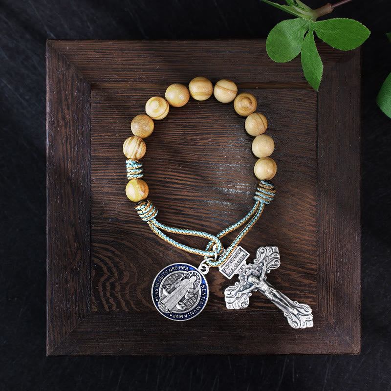 Olive Wood Saint Benedict Medal Decade Rosary