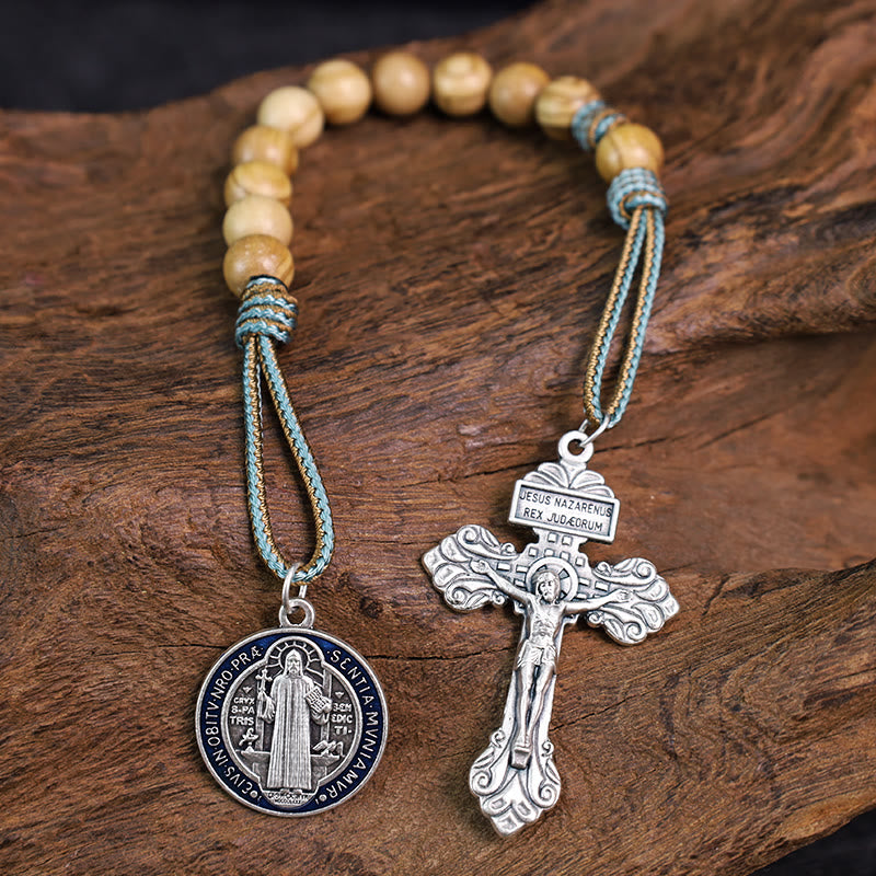 Olive Wood Saint Benedict Medal Decade Rosary