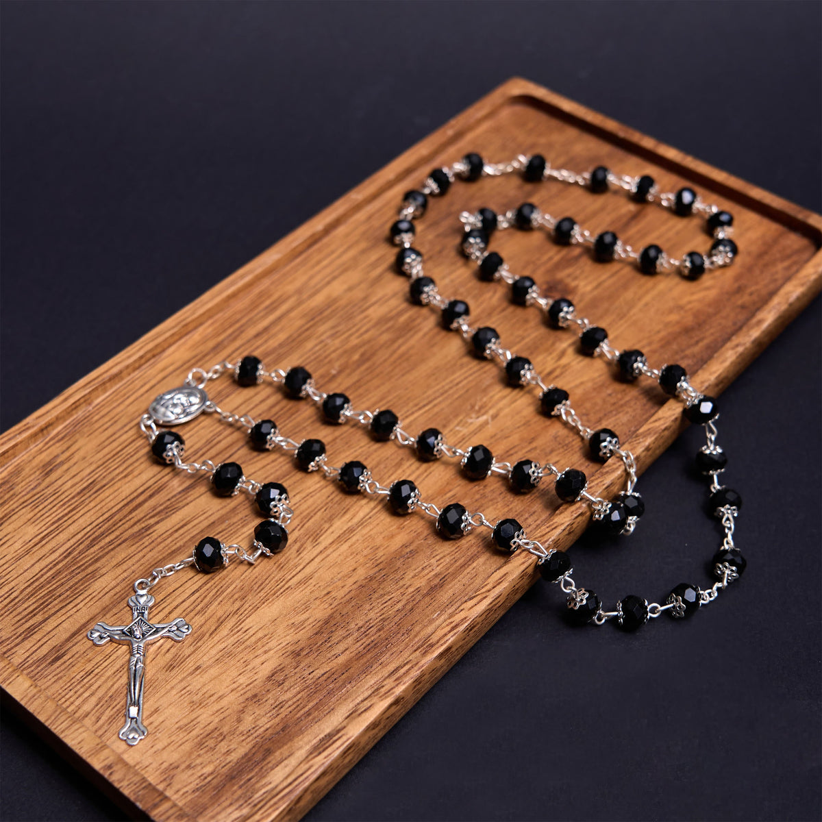 Madonna and Child & Crucifix of 6 mm Polyhedron Multicolor Crystal Alloy Chain Rosary