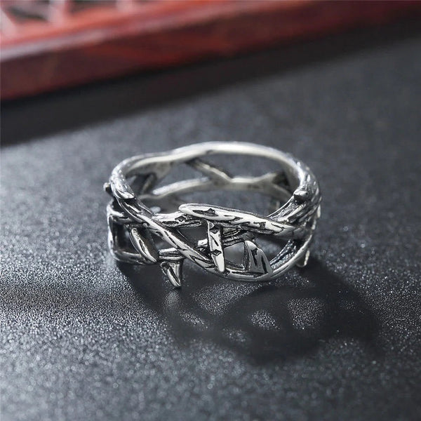 Crafted Retro Style Jesus Crown of Thorns Titanium Steel Ring