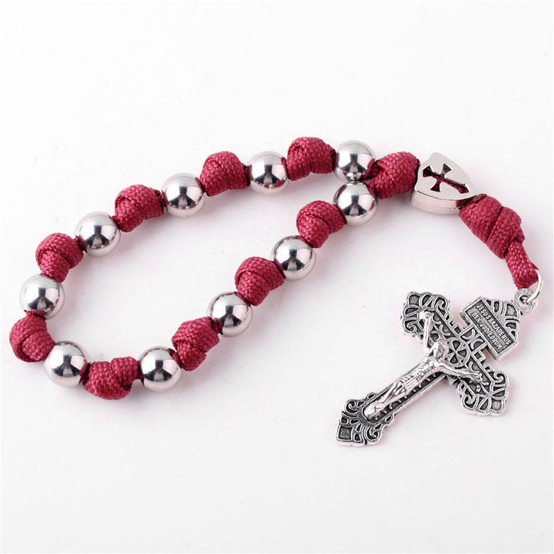 4 Colors Paracord Handcrafted Pocket Rosary/Car Protection Hanging Pendant