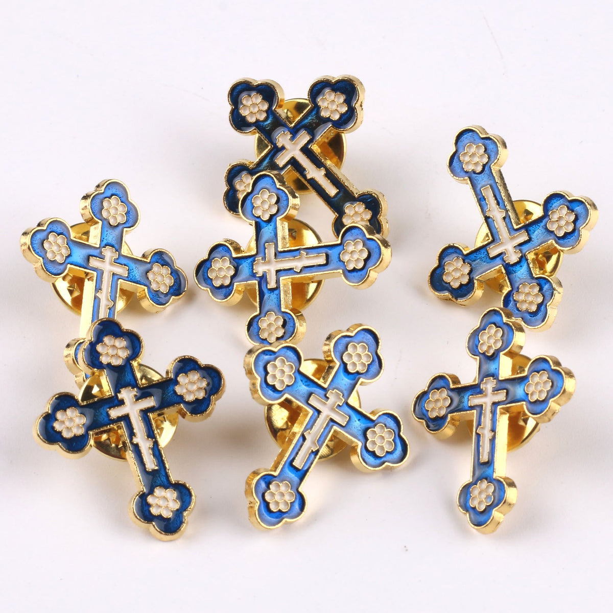 4pcs/set Retro Style Croix de Pomander Cross Badge Anti-exposure Pin Religion Brooch