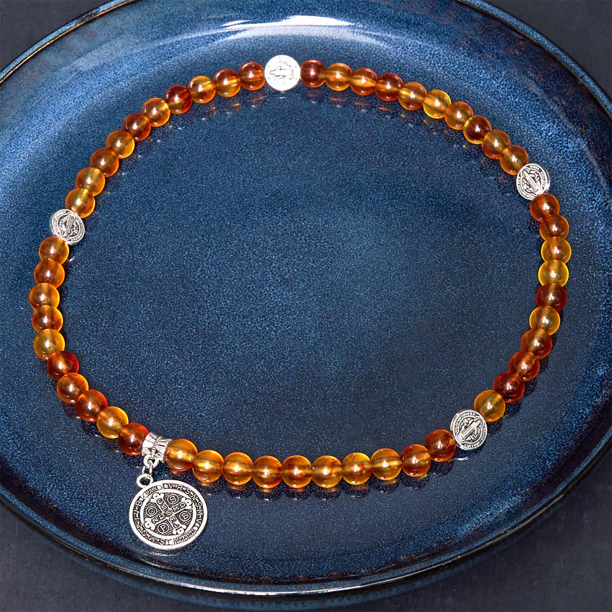 Classic Style St. Benedict Medal Rosary Bracelet