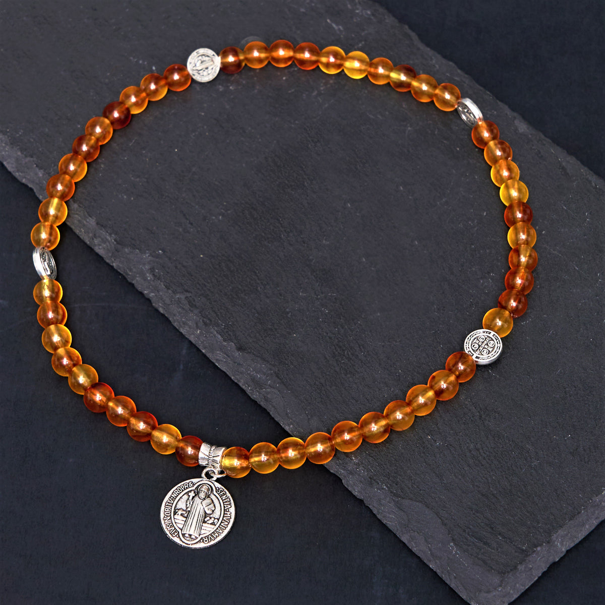 Classic Style St. Benedict Medal Rosary Bracelet