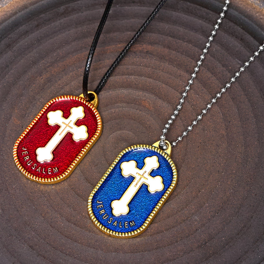 Modern Design Style Jerusalem Cross Protection Shield Pendant Necklace