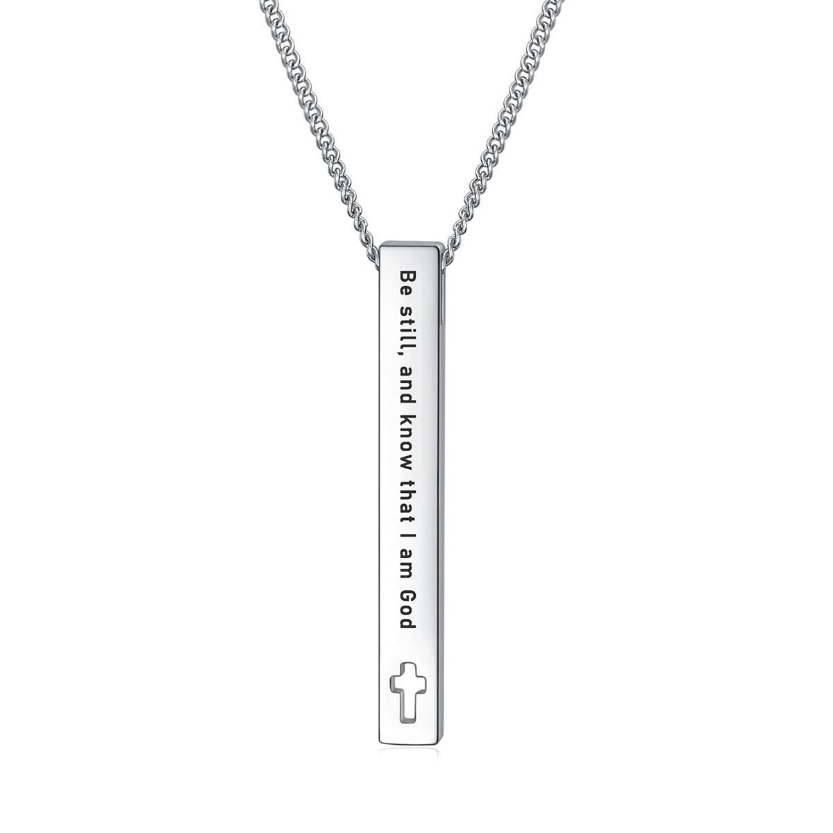 Minimalist Design Style Bible Verse Strength Faith Inspiration Pendant Necklace (8 Verses)