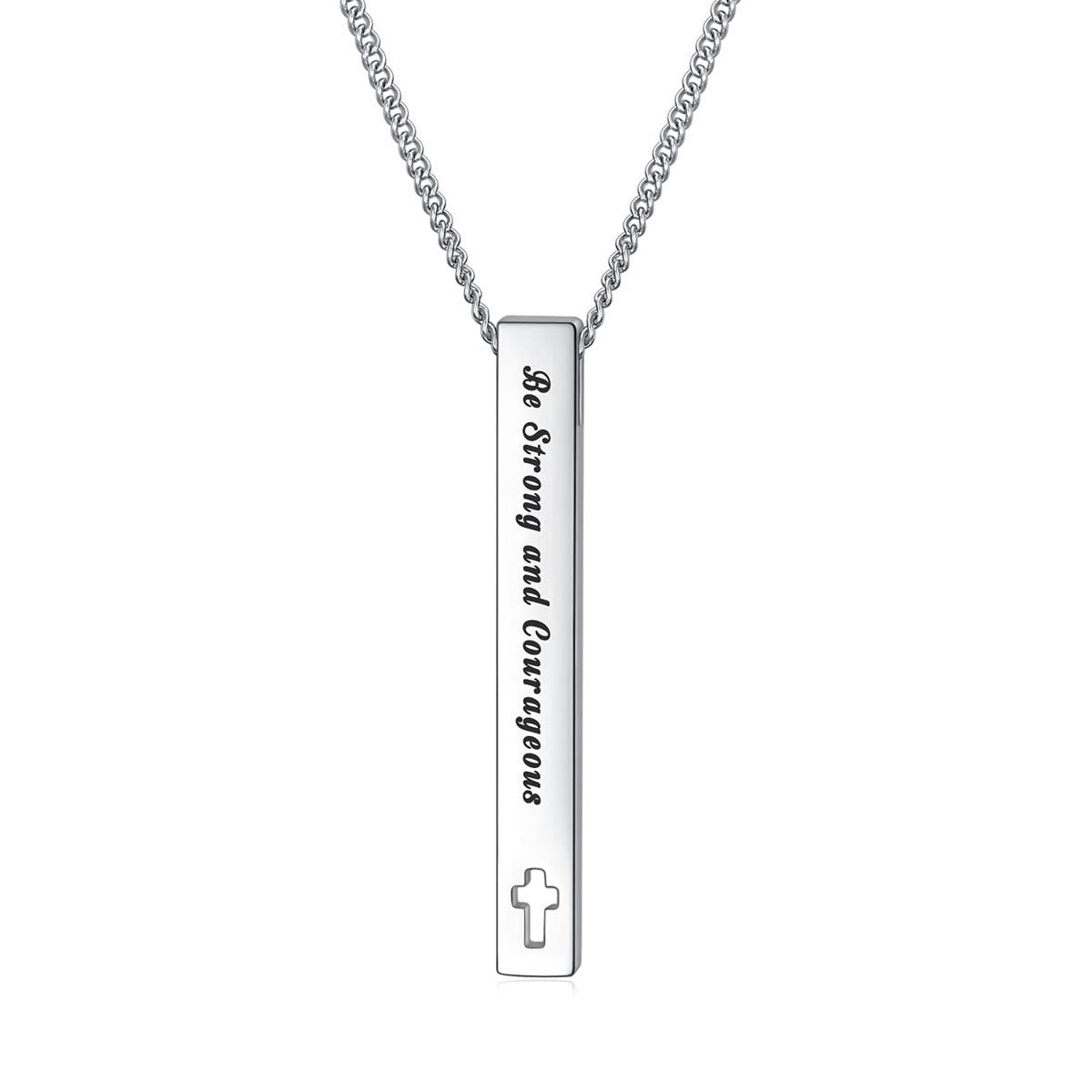 Minimalist Design Style Bible Verse Strength Faith Inspiration Pendant Necklace (8 Verses)
