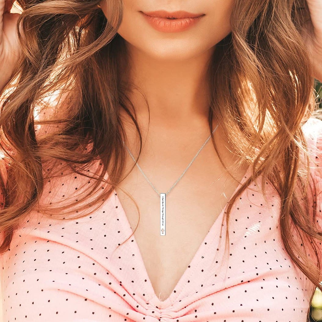 Minimalist Design Style Bible Verse Strength Faith Inspiration Pendant Necklace (8 Verses)