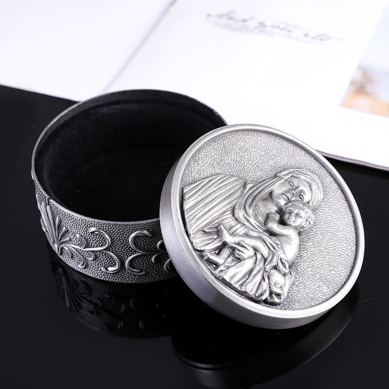 Classic Retro Style Crafted Madonna and Child Zinc Alloy Storage Box