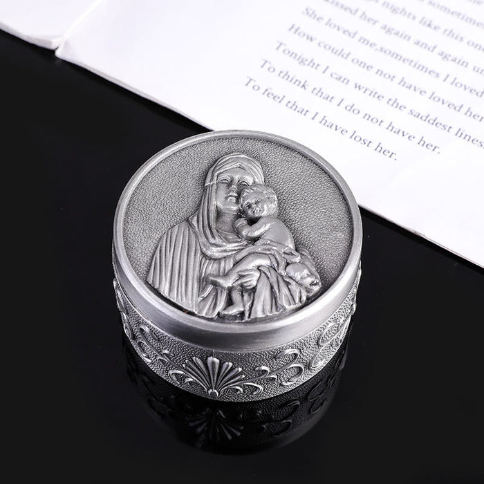 Classic Retro Style Crafted Madonna and Child Zinc Alloy Storage Box