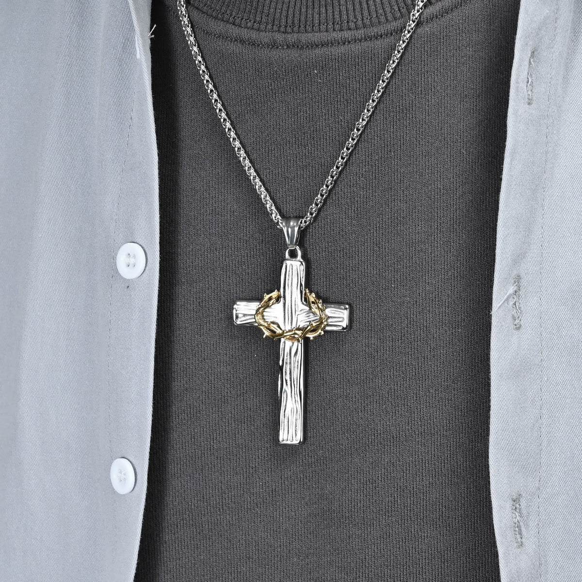 FAITH AS YOUR ARMOR: Jesus Crown Of Thorns Cross Sacred Necklace