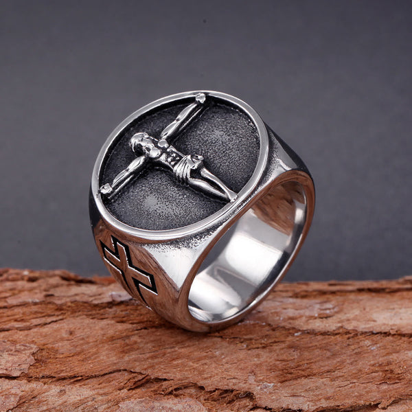 Classic Retro Style Jesus Cross Crucifix Symbol Blessed Faith Ring