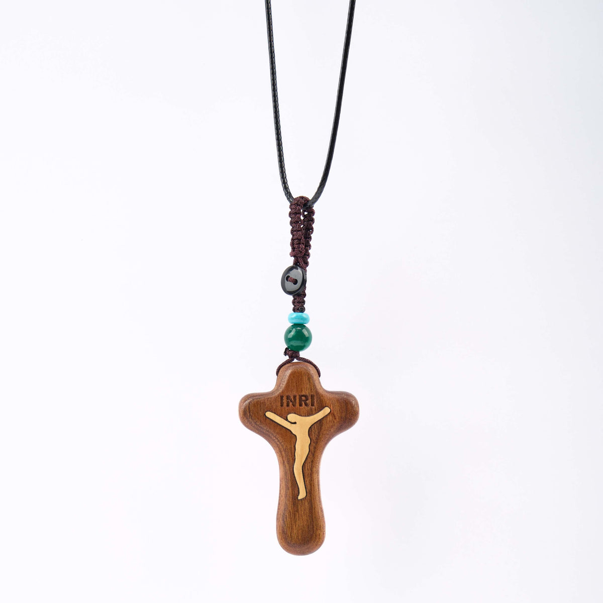 Minimalist Style Sandalwood & Boxwood Jesus Cross Amulet Pendant Keychain/Necklace