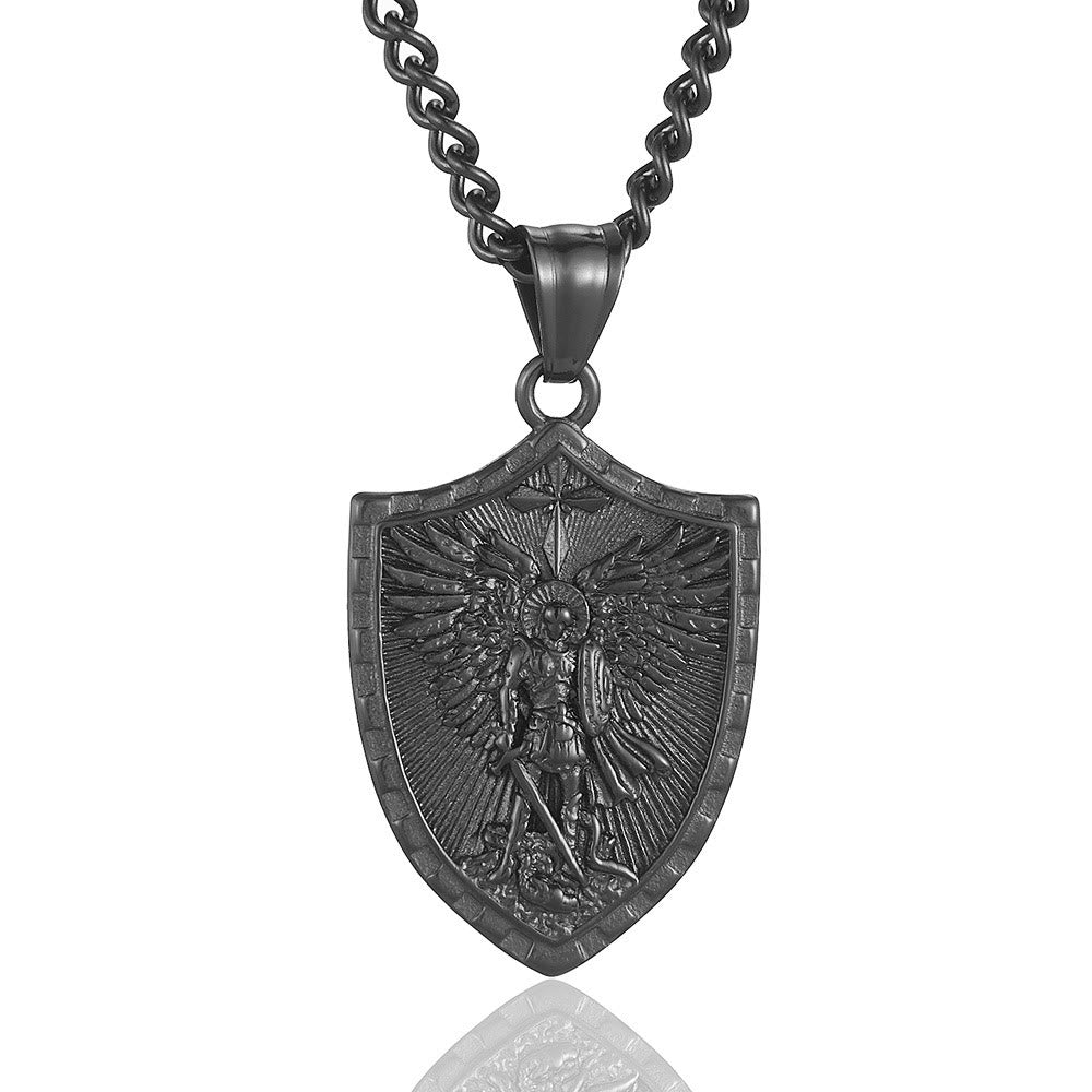 Modern Style Michael The Archangel Shield Devine Guardian Pendant Necklace