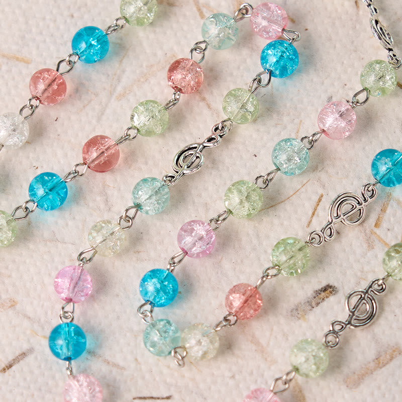 Our Lady of Fatima & Assumption of Our Lady of 8mm Round Multicolor Glass Alloy Chain Rosary