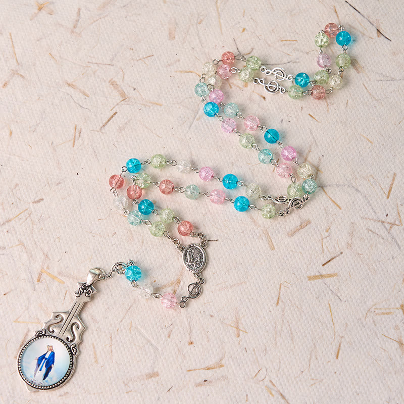 Our Lady of Fatima & Assumption of Our Lady of 8mm Round Multicolor Glass Alloy Chain Rosary