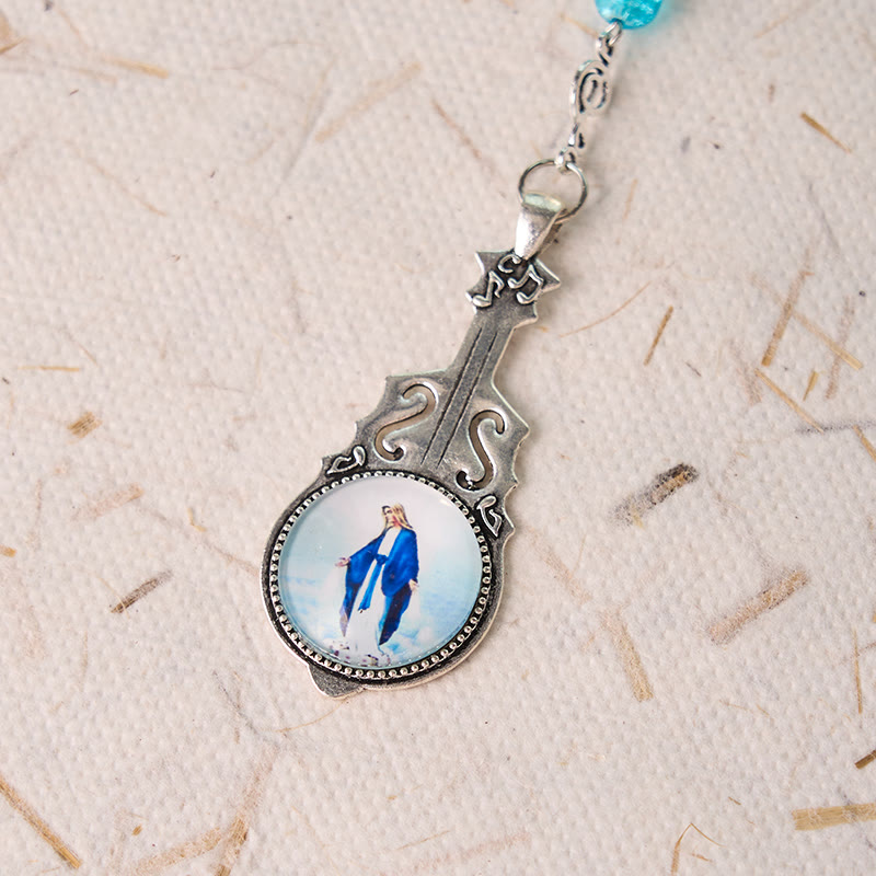 Our Lady of Fatima & Assumption of Our Lady of 8mm Round Multicolor Glass Alloy Chain Rosary