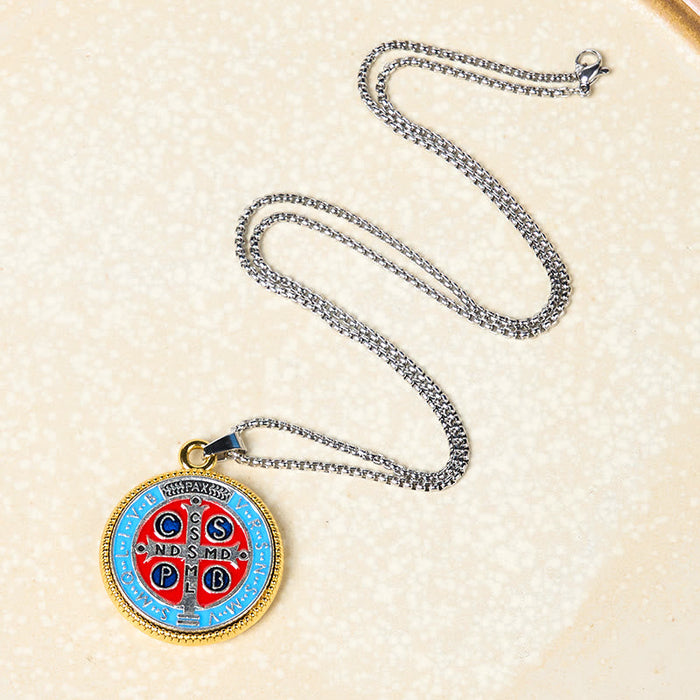 2 Color Retro Style St. Benedict Symbol Exorcism Faith Pendant Necklace