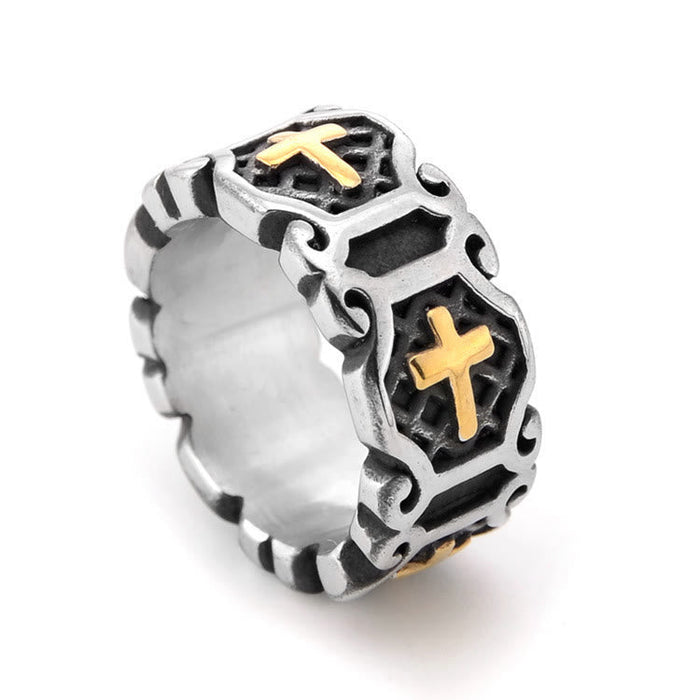 Modern Style Sacred Cross Elegant Pattern Ring