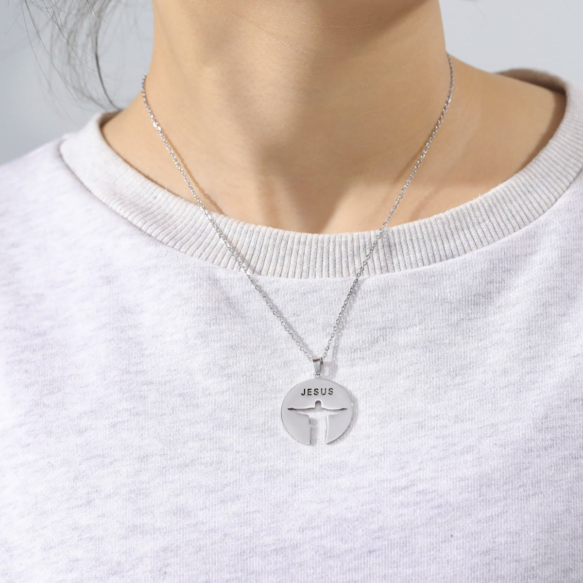 Round Jesus Pendant Necklace