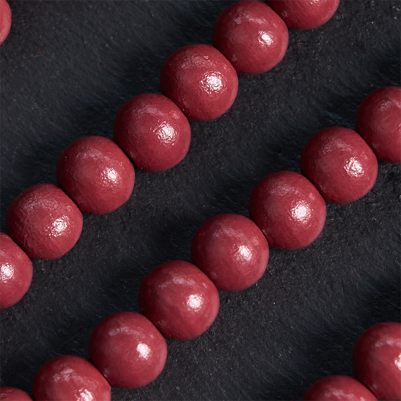 Madonna and Child & Crucifix of 10mm Round Red Wood Nylon Cord Rosary