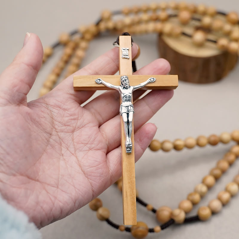 12mm Olive Wood Beads Fifteen Decade Praying Rosary of the Blessed