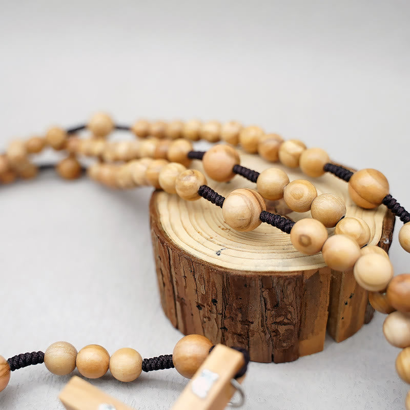 12mm Olive Wood Beads Fifteen Decade Praying Rosary of the Blessed