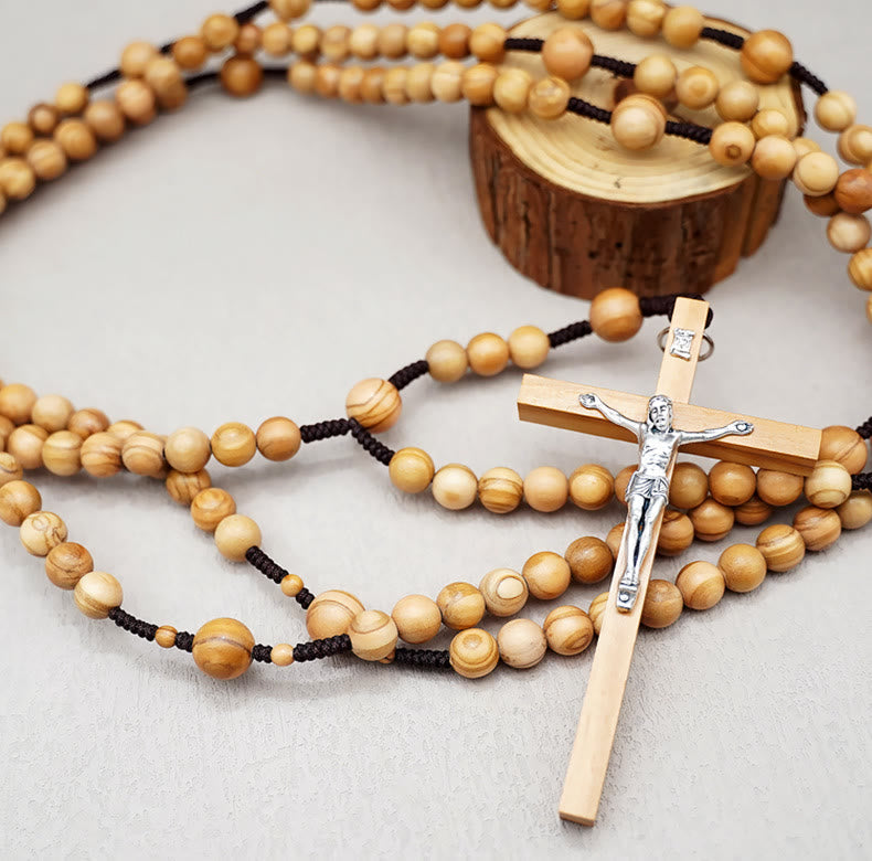 12mm Olive Wood Beads Fifteen Decade Praying Rosary of the Blessed