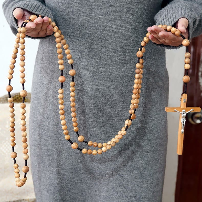 12mm Olive Wood Beads Fifteen Decade Praying Rosary of the Blessed