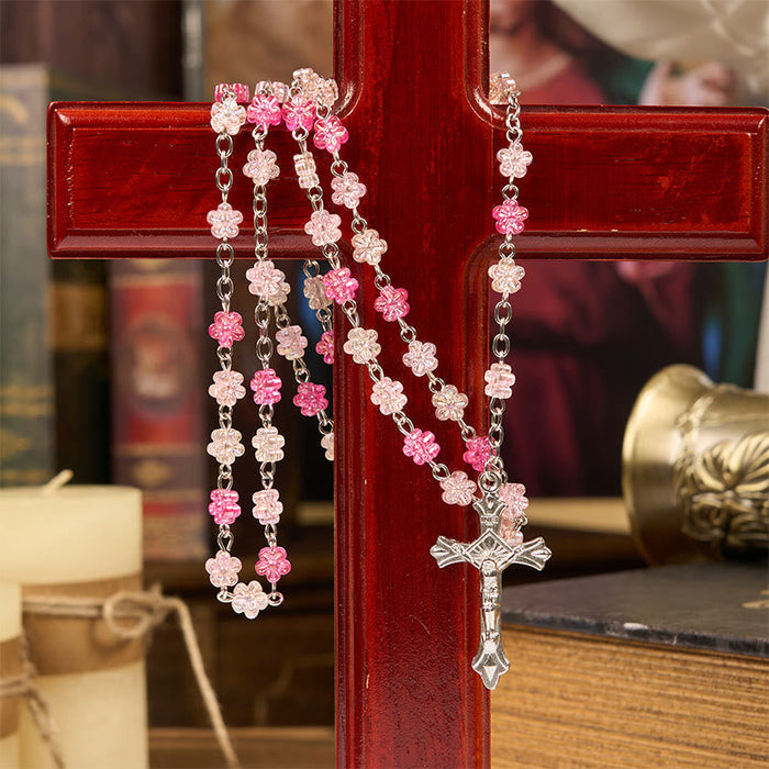 Heart of Thorns & Our Lady of Guadalupe of 10mm Heart Green Glass Alloy Chain Rosary