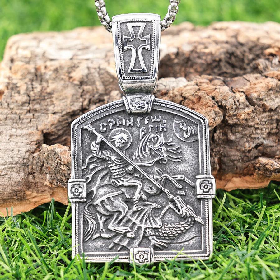 St. George Slaying the Dragon Necklace - A Symbol of Courage and Divine Protection